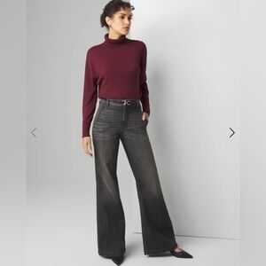 White House Black Market Womens Extra High Rise Wide Leg Black Jeans, Size 10